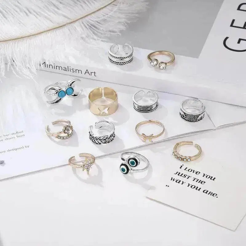 Turquoise Two-tone 12 Pieces Suit Toe Ring - www.Shopthatapp.com