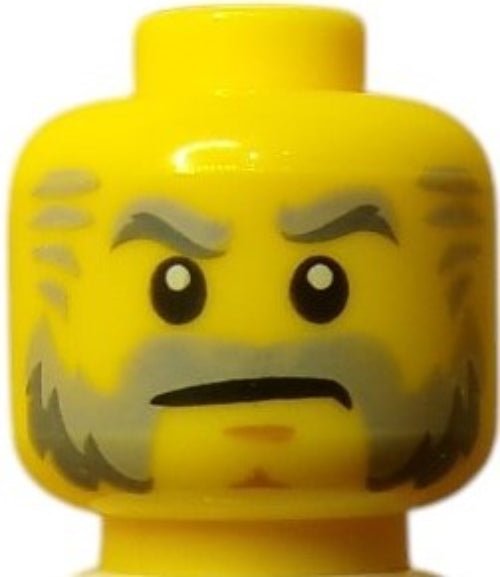 LEGO® 6099581 Minifigurenkopf, Grummeliger Opa, grauer Bart und buschige Augenbrauen - UB1008