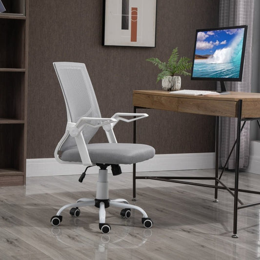 Office Chair, Gaming chair Ergonomic Desk Chair with Flip-up Arm and Lumbar Back Support for Home, Grey - www.Shopthatapp.com