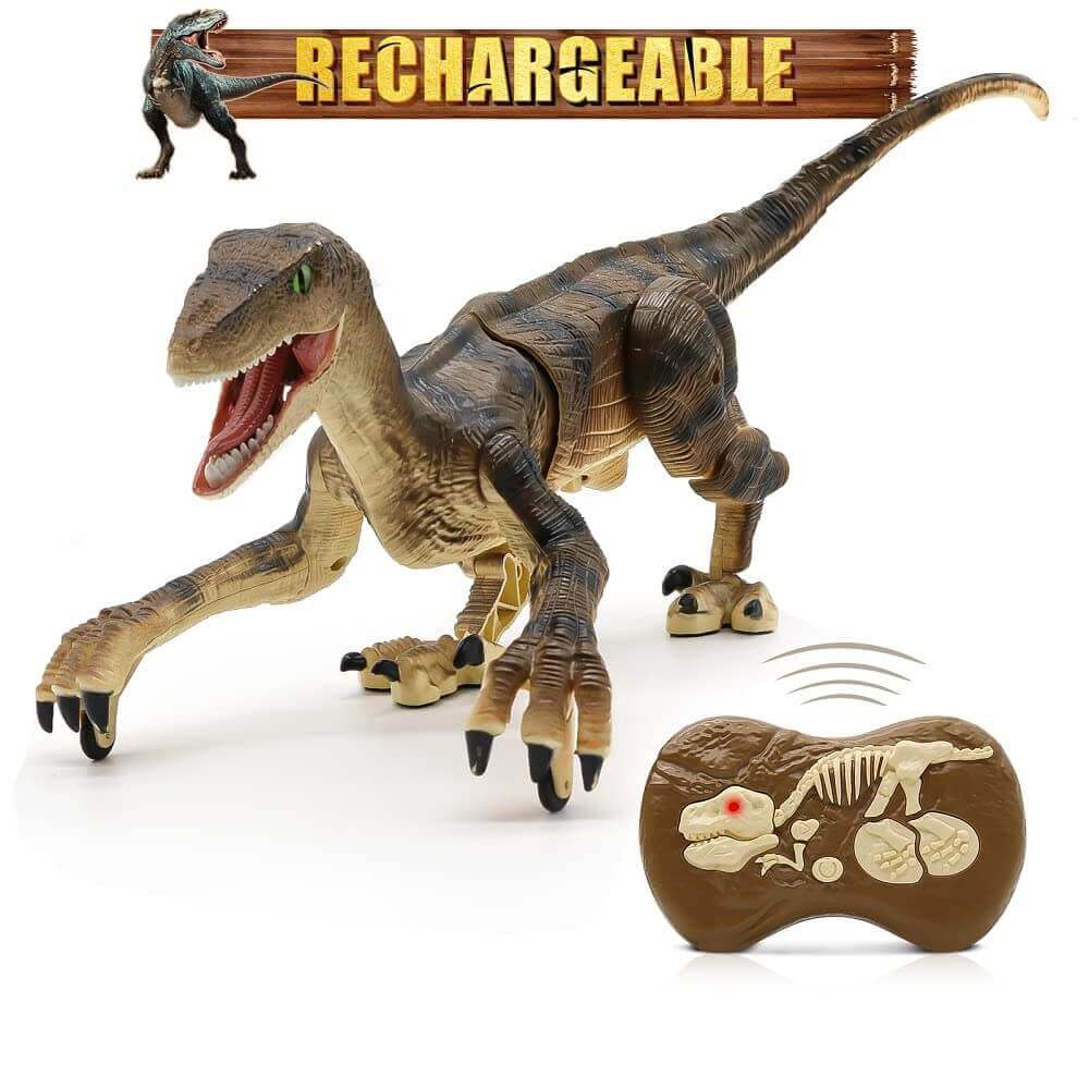 RC Velociraptor Dinosaur Toy with LED Lights & Roaring Sounds - Jurassic Fun - www.Shopthatapp.com