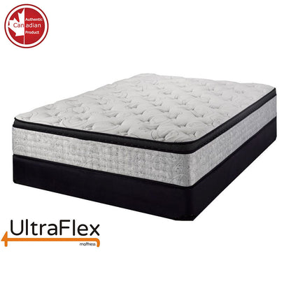 UltraFlex OASIS- 12” Hybrid Orthopedic Eurotop, Spinal Care Pocket Coil, Premium High Density Foam Encased, Pressure Relieving Comfort Foam and HDcoil Pocketed, Eco-Friendly Mattress (Made in Canada) With WaterProof Mattress Protector - www.Shopthatapp.com