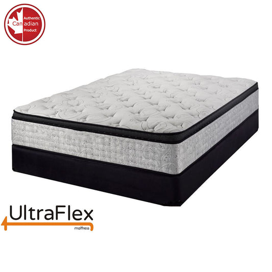 UltraFlex OASIS- 12” Hybrid Orthopedic Eurotop, Spinal Care Pocket Coil, Premium High Density Foam Encased, Pressure Relieving Comfort Foam and HDcoil Pocketed, Eco-Friendly Mattress (Made in Canada) With WaterProof Mattress Protector - www.Shopthatapp.com