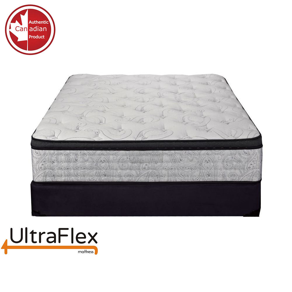 UltraFlex OASIS- 12” Hybrid Orthopedic Eurotop, Spinal Care Pocket Coil, Premium High Density Foam Encased, Pressure Relieving Comfort Foam and HDcoil Pocketed, Eco-Friendly Mattress (Made in Canada) With WaterProof Mattress Protector - www.Shopthatapp.com