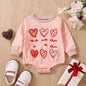 Unisex Baby's Valentine's Day Three Series Of Love Long-sleeved Triangle Rompers - www.Shopthatapp.com