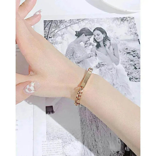 Unisex Titanium Steel Curved Plate Rose Gold Plated Bracelet - www.Shopthatapp.com