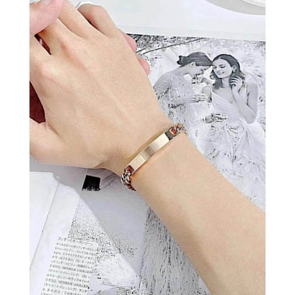 Unisex Titanium Steel Curved Plate Rose Gold Plated Bracelet - www.Shopthatapp.com