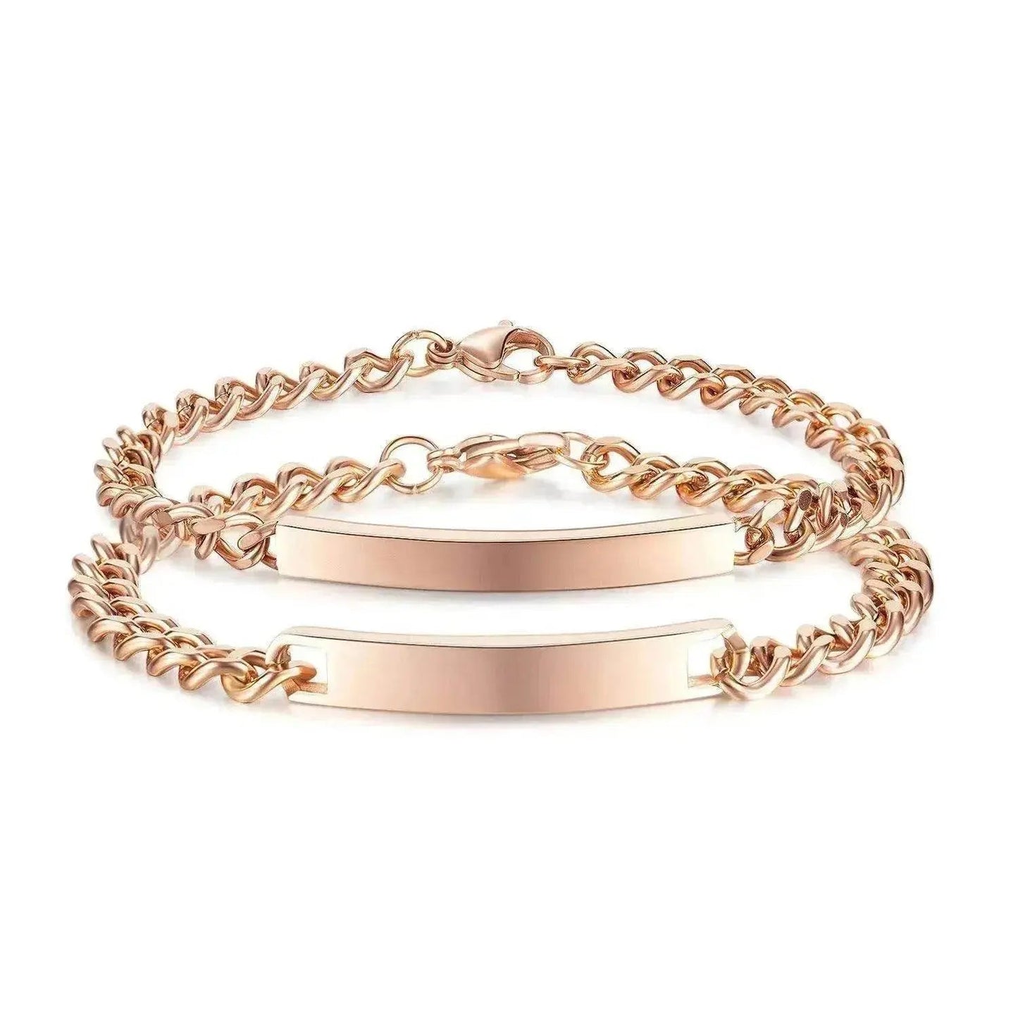 Unisex Titanium Steel Curved Plate Rose Gold Plated Bracelet - www.Shopthatapp.com