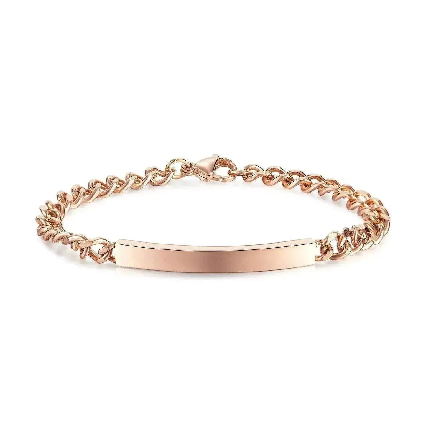Unisex Titanium Steel Curved Plate Rose Gold Plated Bracelet - www.Shopthatapp.com