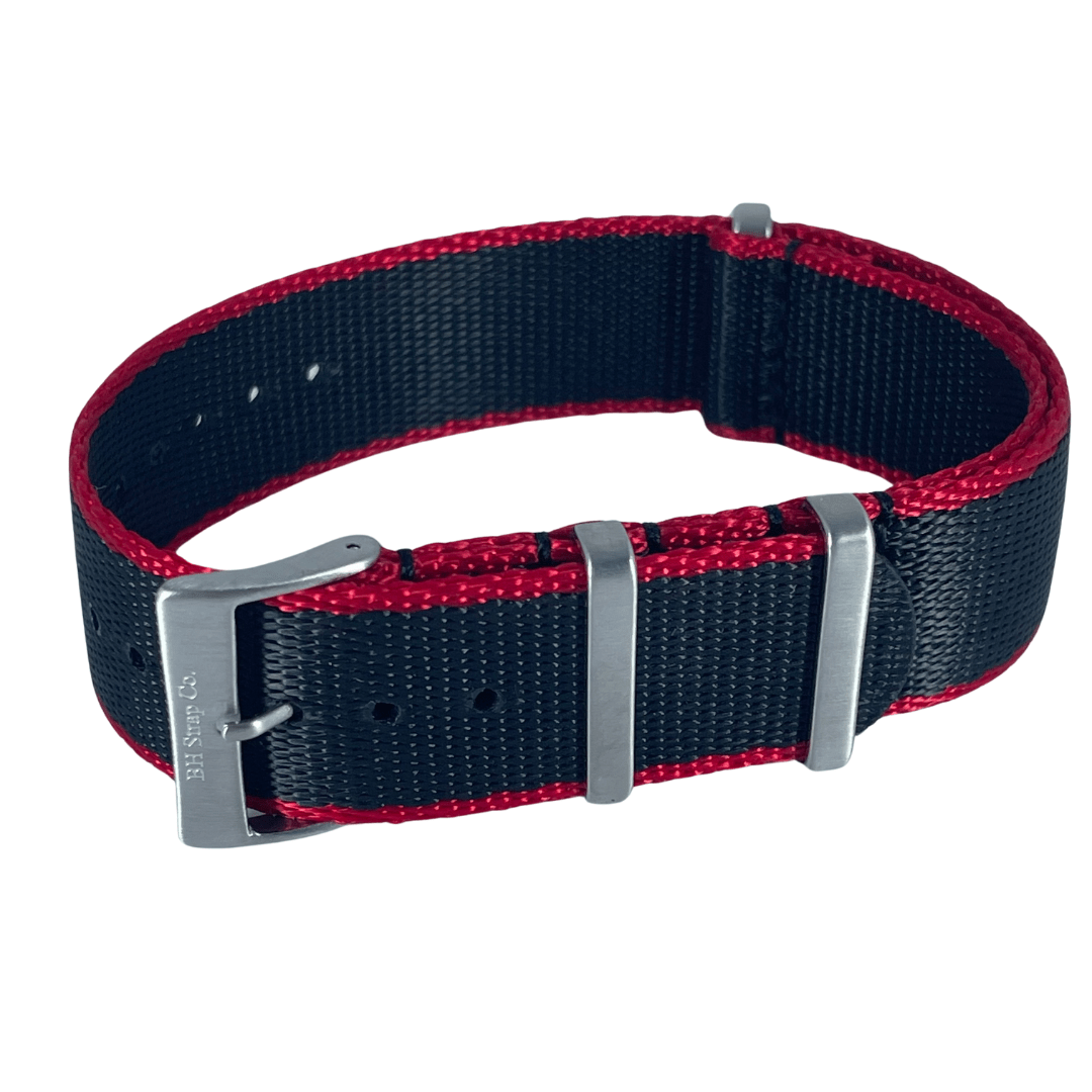 Nylon Nato Strap 20mm - Navy Blue Red - www.Shopthatapp.com