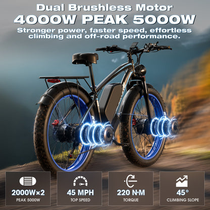 E·BYCCO&GAMVIRE 24" V7PRO Dual Motors 4000W Peak 5000W 52V 32AH Long Distance Electric Bike - www.Shopthatapp.com