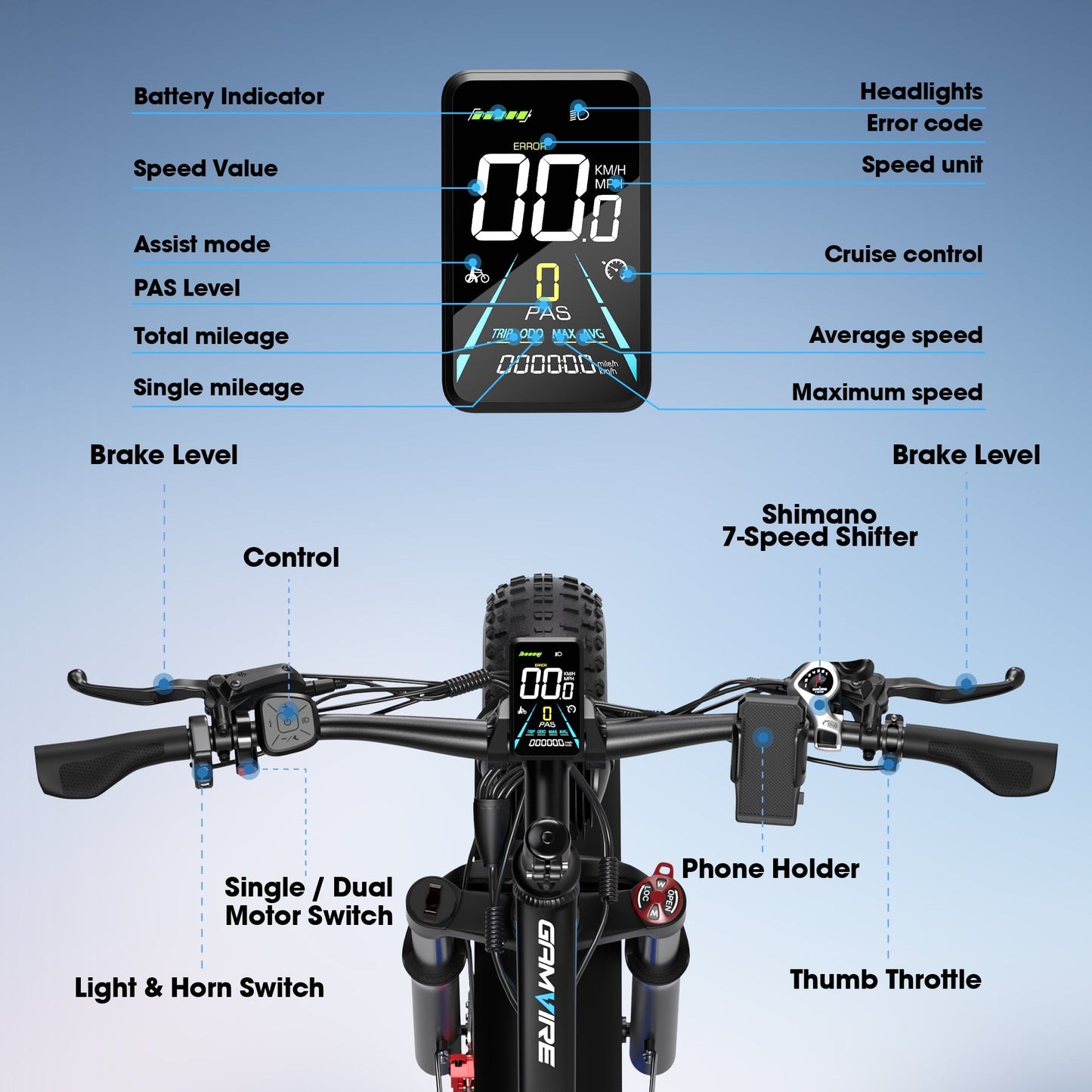 E·BYCCO&GAMVIRE 24" V7PRO Dual Motors 4000W Peak 5000W 52V 32AH Long Distance Electric Bike - www.Shopthatapp.com