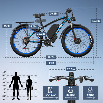 E·BYCCO&GAMVIRE 24" V7PRO Dual Motors 4000W Peak 5000W 52V 32AH Long Distance Electric Bike - www.Shopthatapp.com
