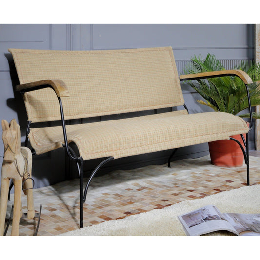 Banc en rotin à cadre métallique long
