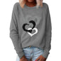 Valentine's Day Love Print Round Neck Long Sleeve Sweater - www.Shopthatapp.com