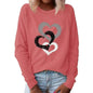Valentine's Day Love Print Round Neck Long Sleeve Sweater - www.Shopthatapp.com