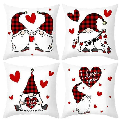 Valentine's Day Red Cartoon Letter Series Peach Skin Sofa Pillowcase - www.Shopthatapp.com