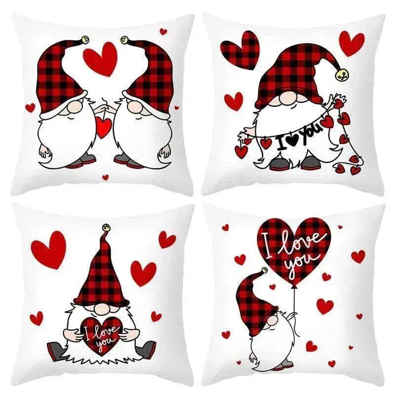 Valentine's Day Red Cartoon Letter Series Peach Skin Sofa Pillowcase - www.Shopthatapp.com