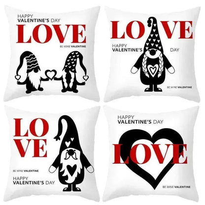 Valentine's Day Red Cartoon Letter Series Peach Skin Sofa Pillowcase - www.Shopthatapp.com
