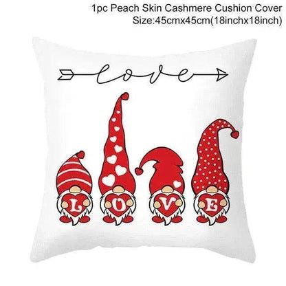 Valentine's Day Red Cartoon Letter Series Peach Skin Sofa Pillowcase - www.Shopthatapp.com