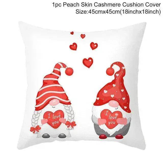 Valentine's Day Red Cartoon Letter Series Peach Skin Sofa Pillowcase - www.Shopthatapp.com