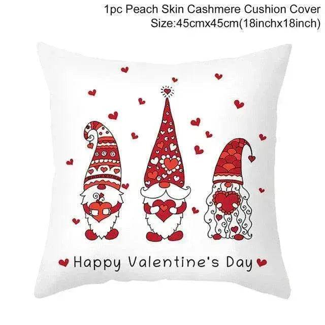 Valentine's Day Red Cartoon Letter Series Peach Skin Sofa Pillowcase - www.Shopthatapp.com