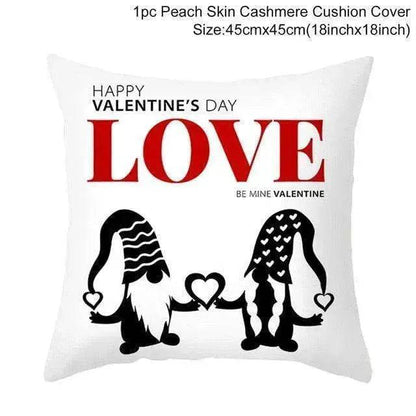 Valentine's Day Red Cartoon Letter Series Peach Skin Sofa Pillowcase - www.Shopthatapp.com