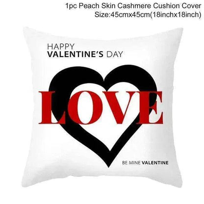 Valentine's Day Red Cartoon Letter Series Peach Skin Sofa Pillowcase - www.Shopthatapp.com