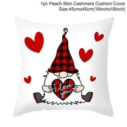 Valentine's Day Red Cartoon Letter Series Peach Skin Sofa Pillowcase - www.Shopthatapp.com