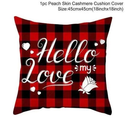 Valentine's Day Red Cartoon Letter Series Peach Skin Sofa Pillowcase - www.Shopthatapp.com