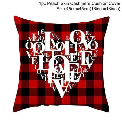 Valentine's Day Red Cartoon Letter Series Peach Skin Sofa Pillowcase - www.Shopthatapp.com