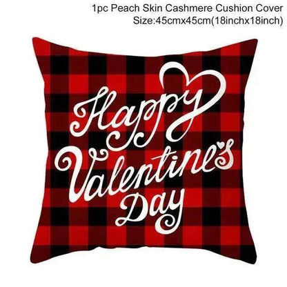 Valentine's Day Red Cartoon Letter Series Peach Skin Sofa Pillowcase - www.Shopthatapp.com