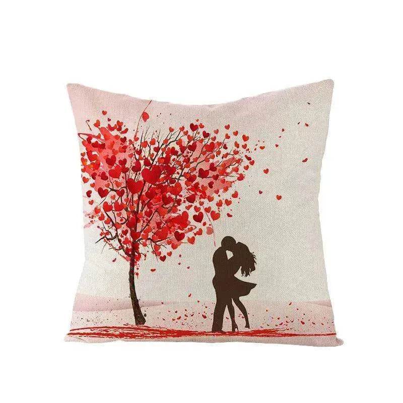 Valentine's Day Red Heart Linen Pillowcase - www.Shopthatapp.com