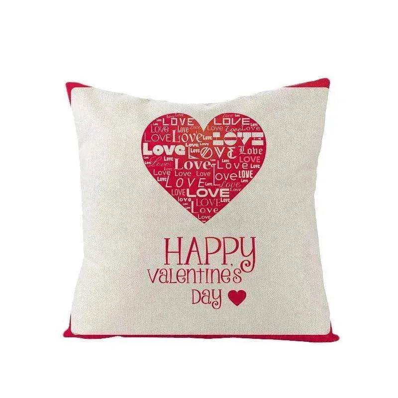 Valentine's Day Red Heart Linen Pillowcase - www.Shopthatapp.com