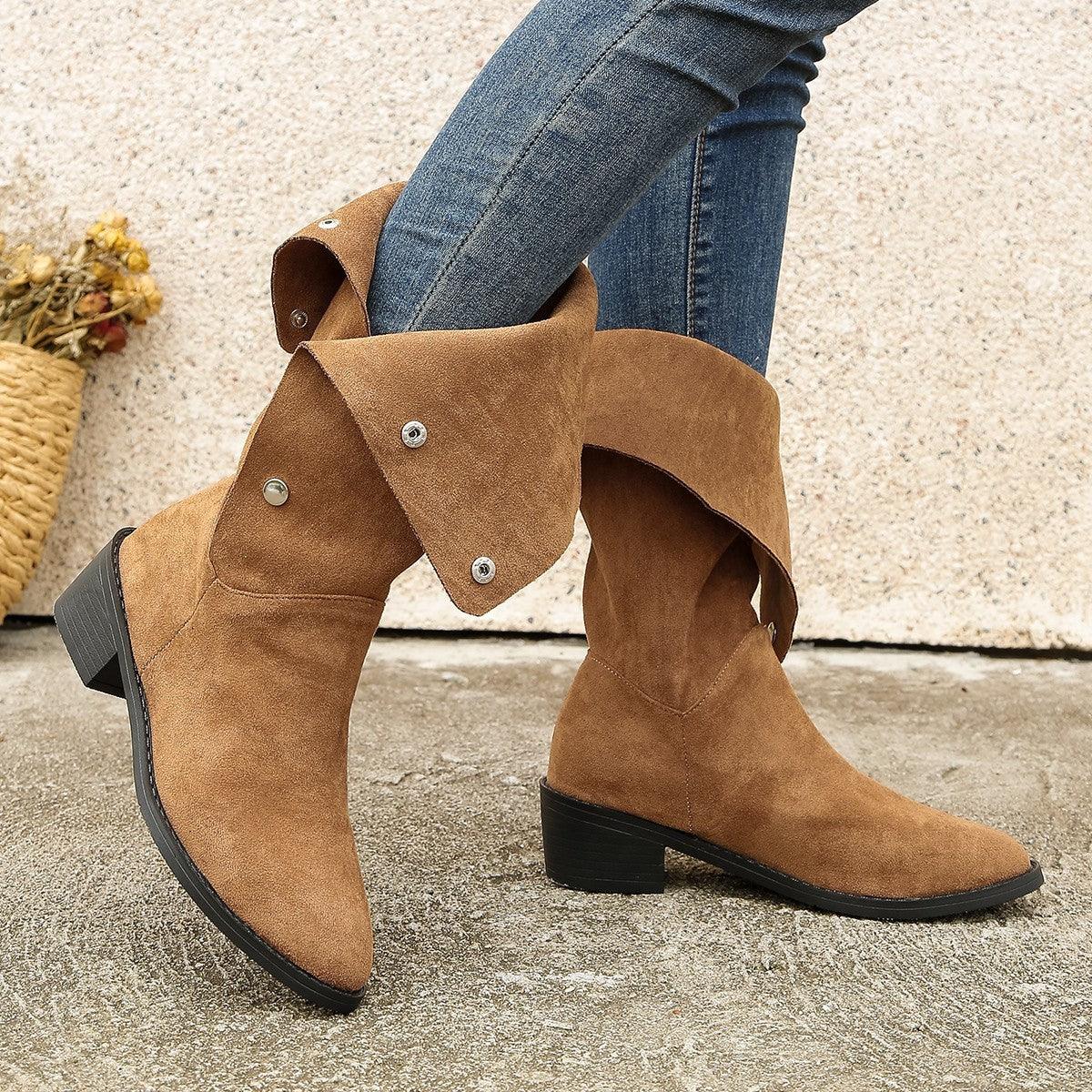 Versatile Riding European And American Trendy Unique Mid-calf Boots - www.Shopthatapp.com