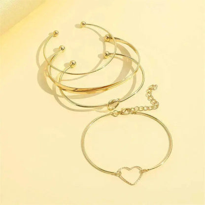 Vintage Gold Crystal Heart Letter Love Bangle Bracelet For Women Fashion Multi-layer Geometric Charm Bracelets Jewelry Gifts - www.Shopthatapp.com