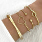 Vintage Gold Crystal Heart Letter Love Bangle Bracelet For Women Fashion Multi-layer Geometric Charm Bracelets Jewelry Gifts - www.Shopthatapp.com
