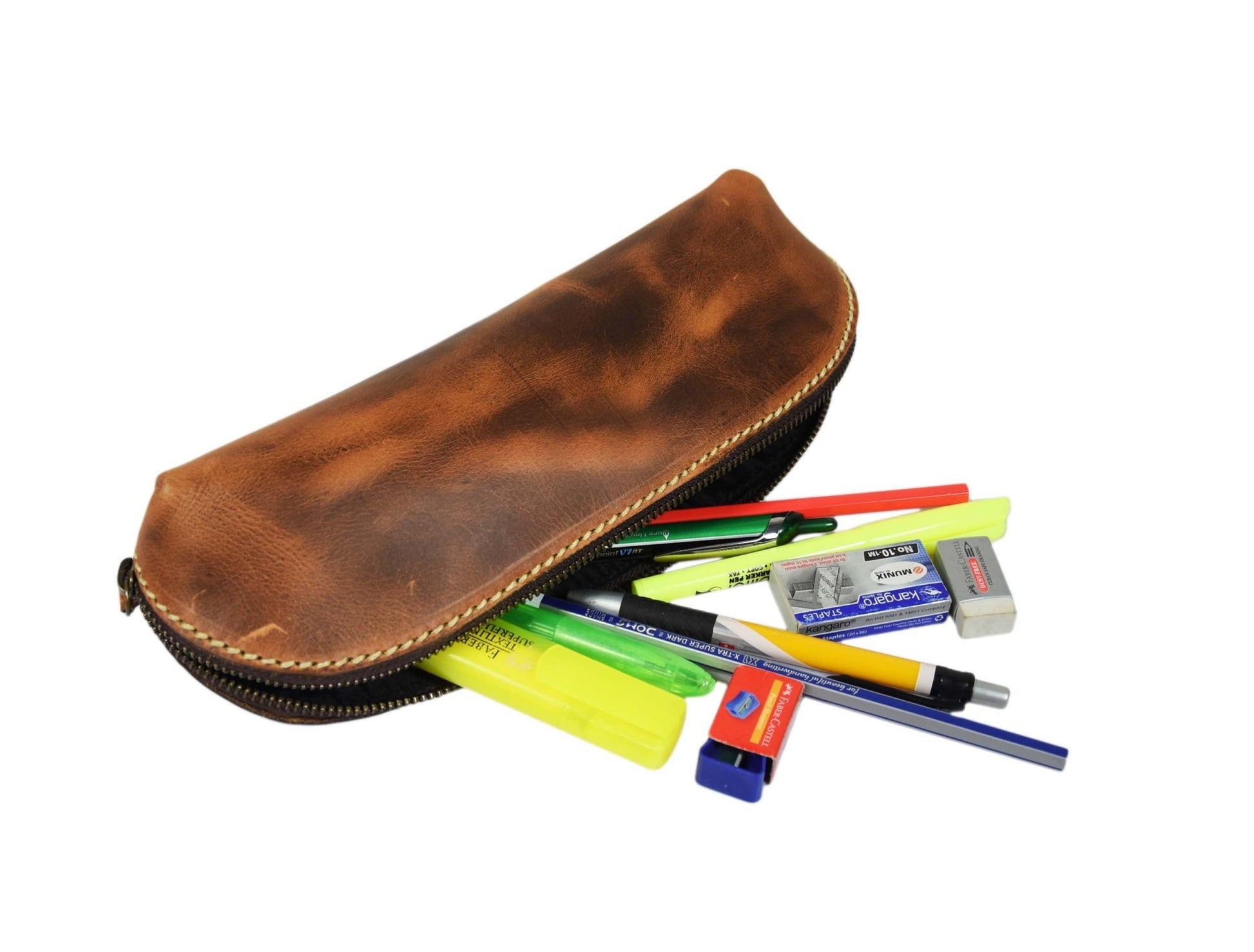 Vintage Leather Pencil Case - Stationery Pouch - www.Shopthatapp.com #