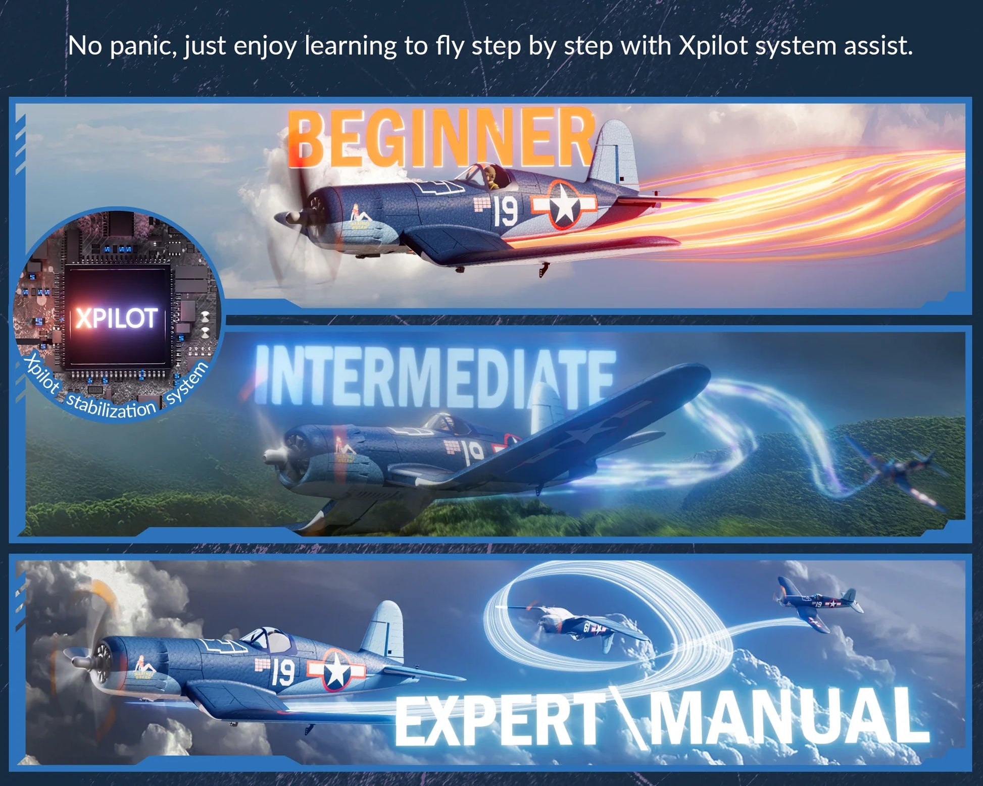 Volantex F4U Corsair 500mm Brushless Warbird RC Plane, RTF, 2S/3S Power Support - www.Shopthatapp.com #