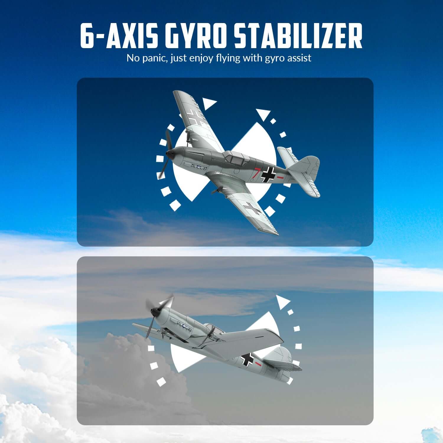 Volantex RC BF109 E 3CH RTF w/ Gyro, EPP, Grey, Beginner-Friendly - www.Shopthatapp.com #