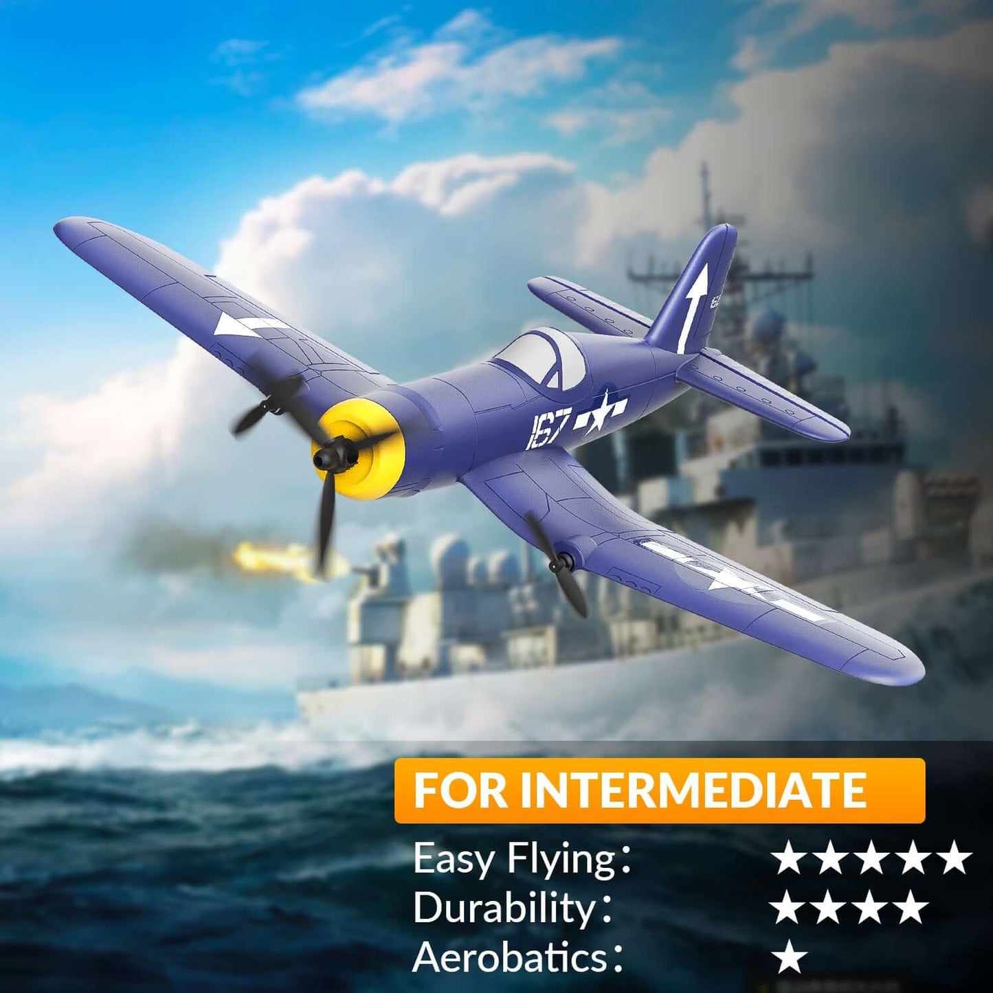 Volantex RC F4U Corsair 3CH RTF EPP Plane w/ Gyro 2.4GHz for Kids & Beginners - www.Shopthatapp.com #