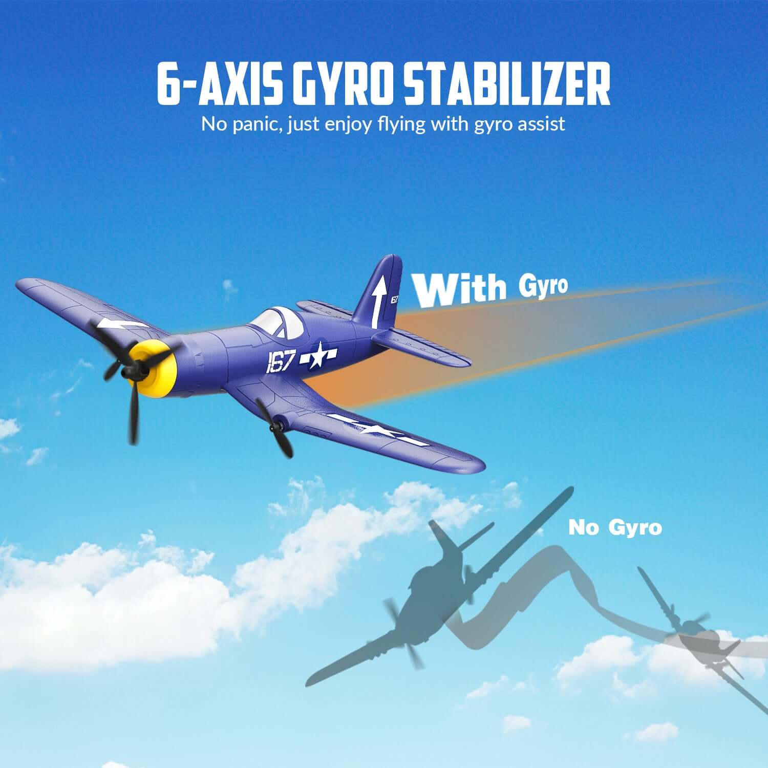 Volantex RC F4U Corsair 3CH RTF EPP Plane w/ Gyro 2.4GHz for Kids & Beginners - www.Shopthatapp.com #