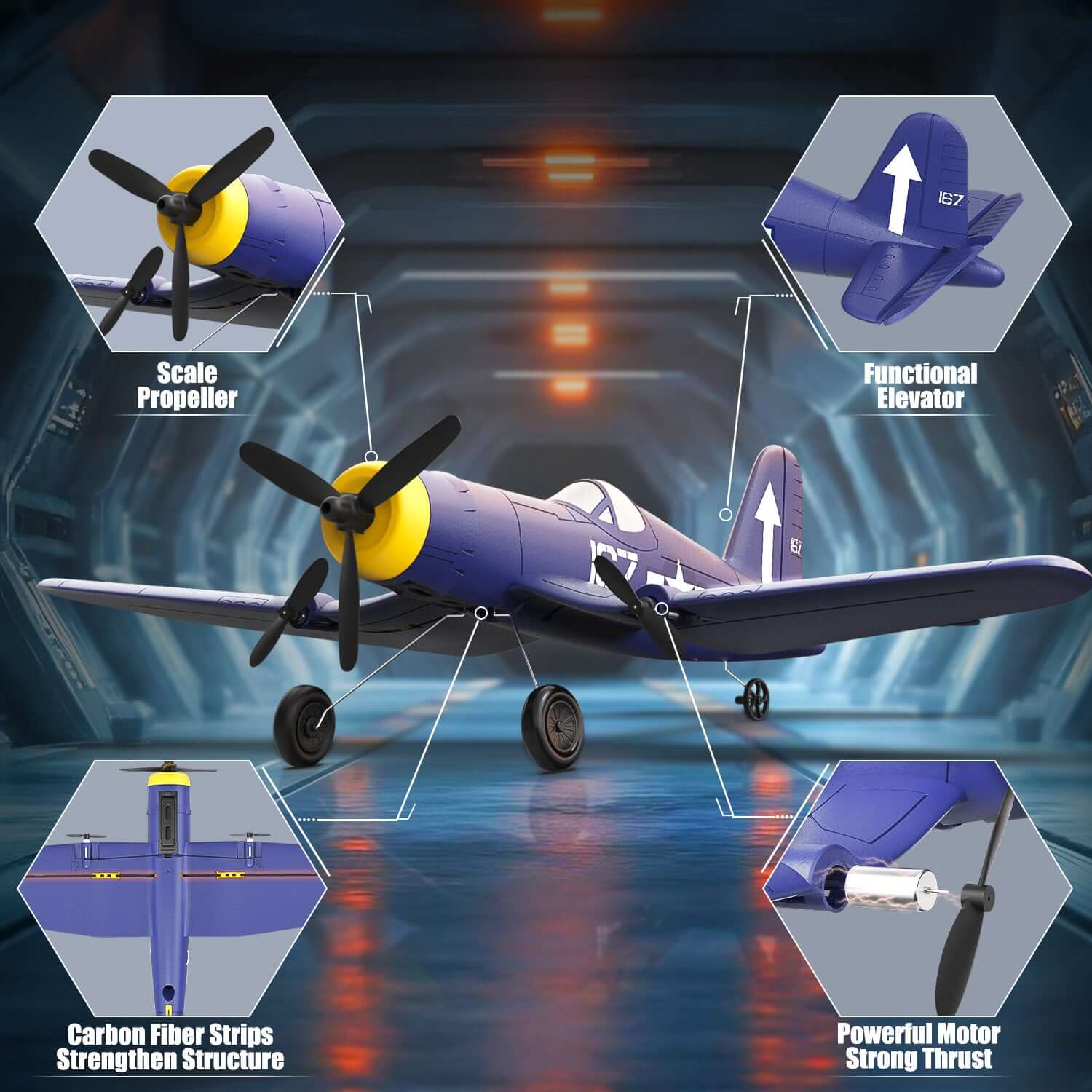 Volantex RC F4U Corsair 3CH RTF EPP Plane w/ Gyro 2.4GHz for Kids & Beginners - www.Shopthatapp.com #