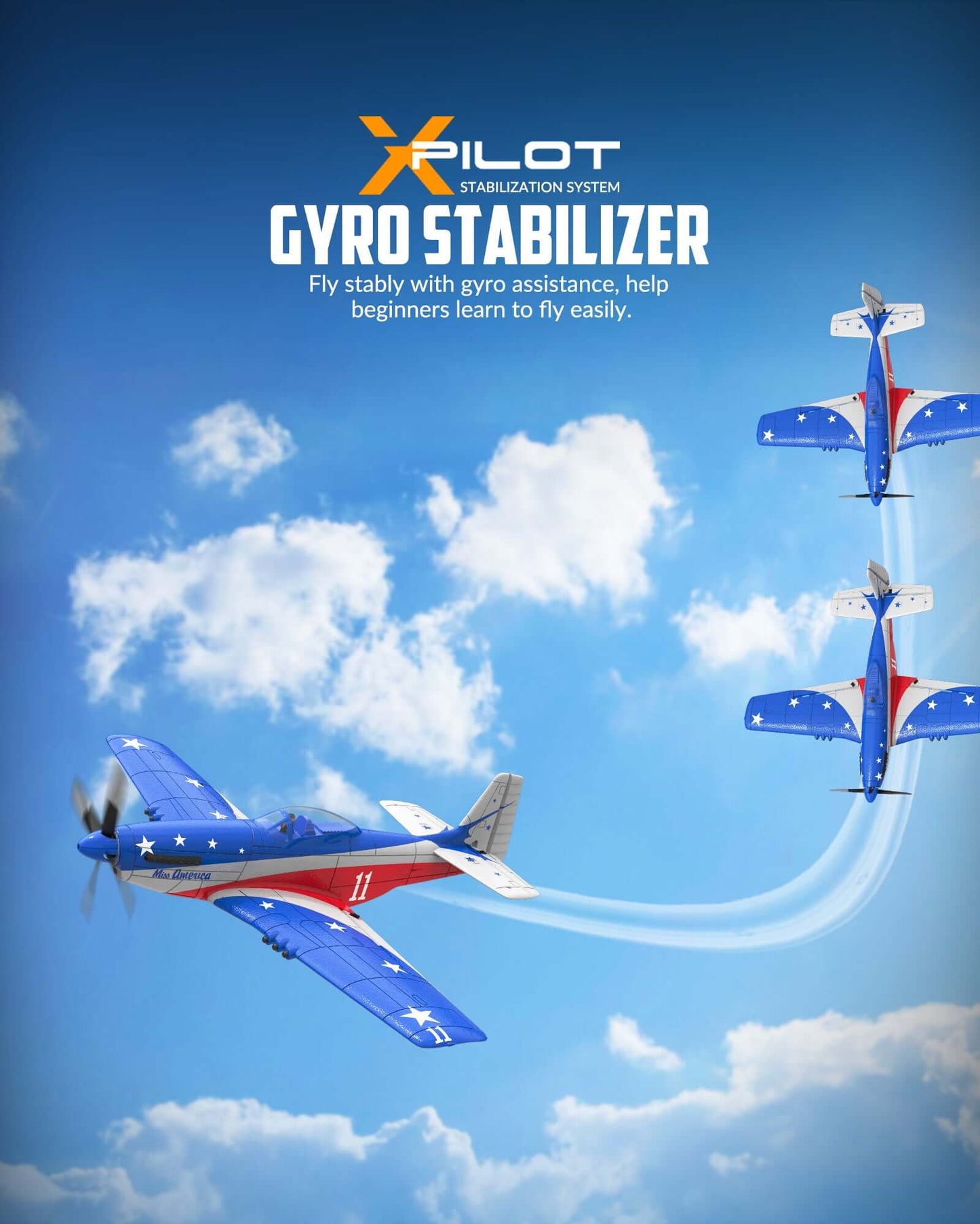 VolantexRC Miss America P-51D Mustang 4CH RC Warbird Airplane w/ XPilot & Gyro - www.Shopthatapp.com #