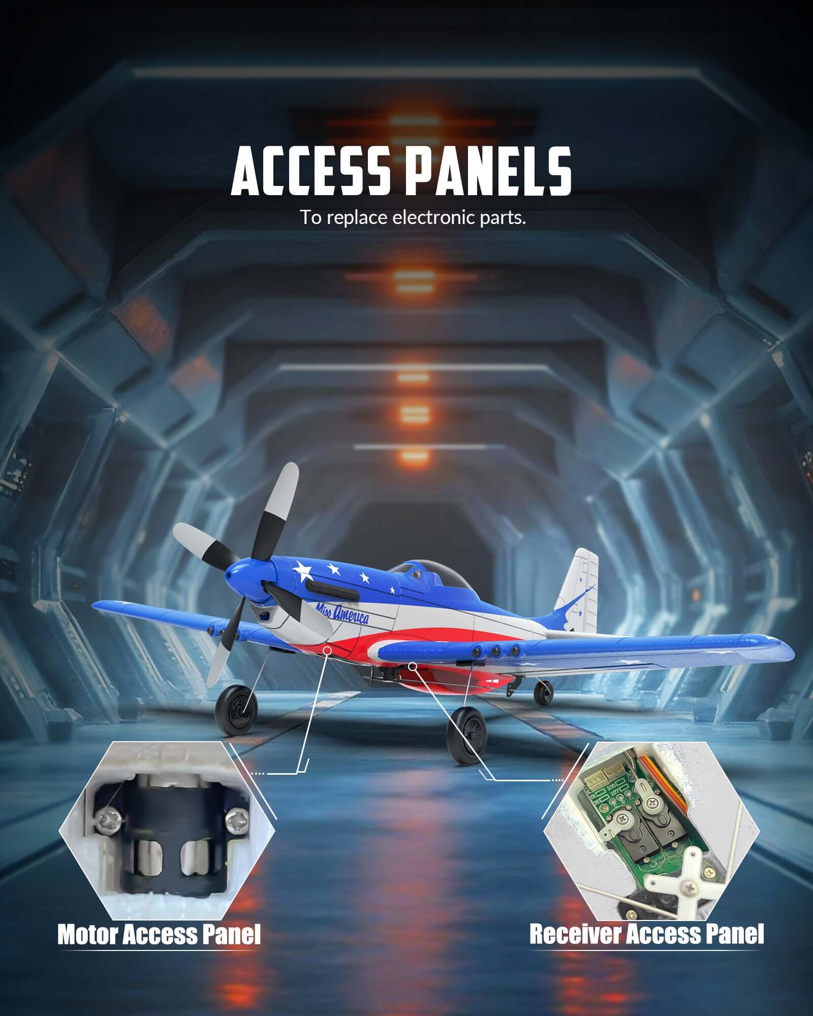 VolantexRC Miss America P-51D Mustang 4CH RC Warbird Airplane w/ XPilot & Gyro - www.Shopthatapp.com #