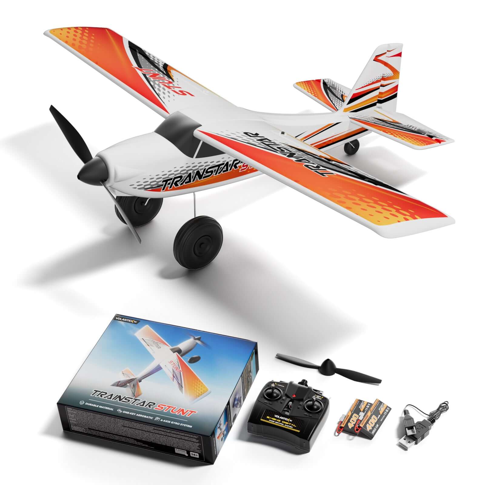 VolantexRC Trainstar 500mm Brushless RC Plane 2S/3S Power RTF – Green/Orange - www.Shopthatapp.com #