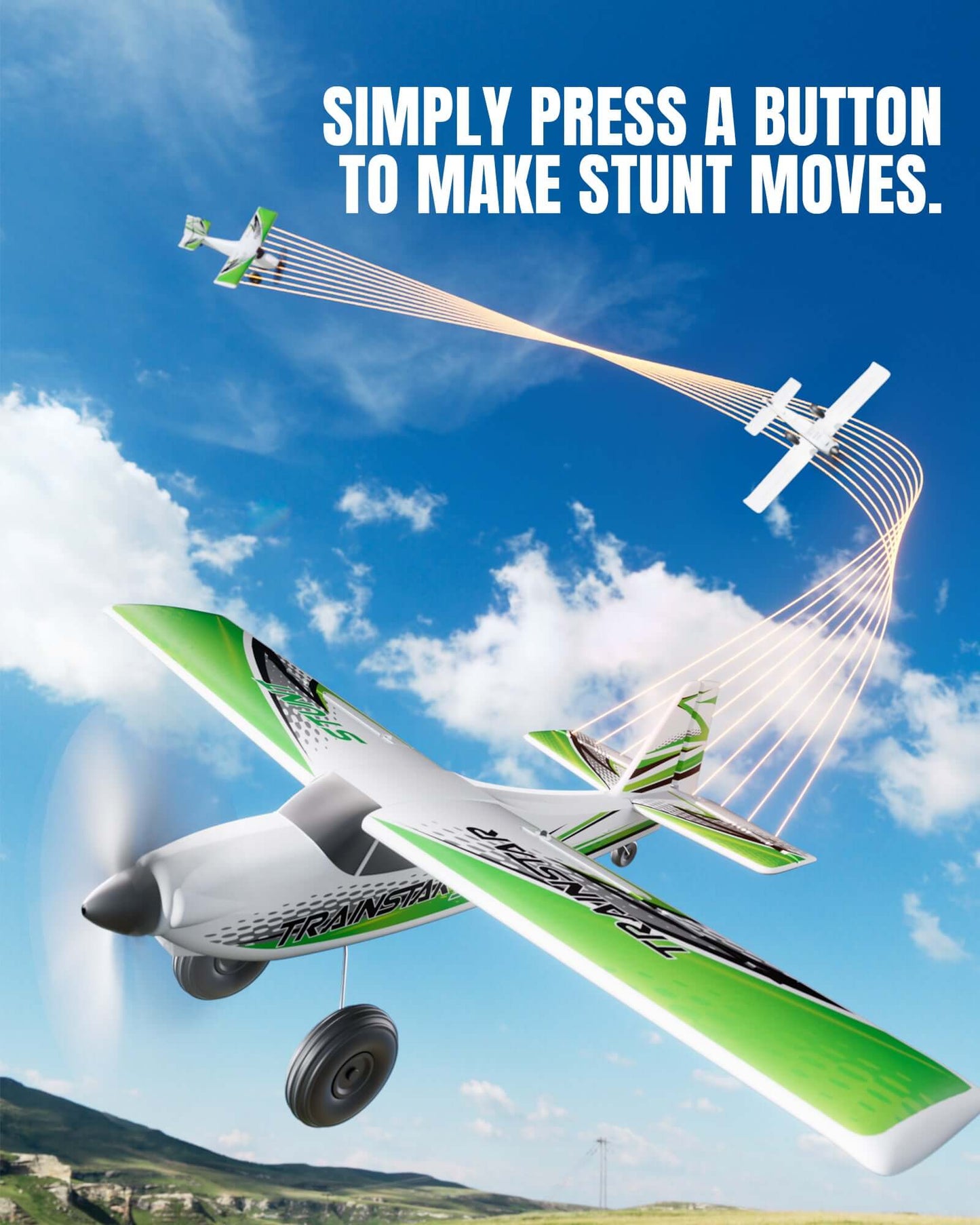 VolantexRC Trainstar 500mm Brushless RC Plane 2S/3S Power RTF – Green/Orange - www.Shopthatapp.com #