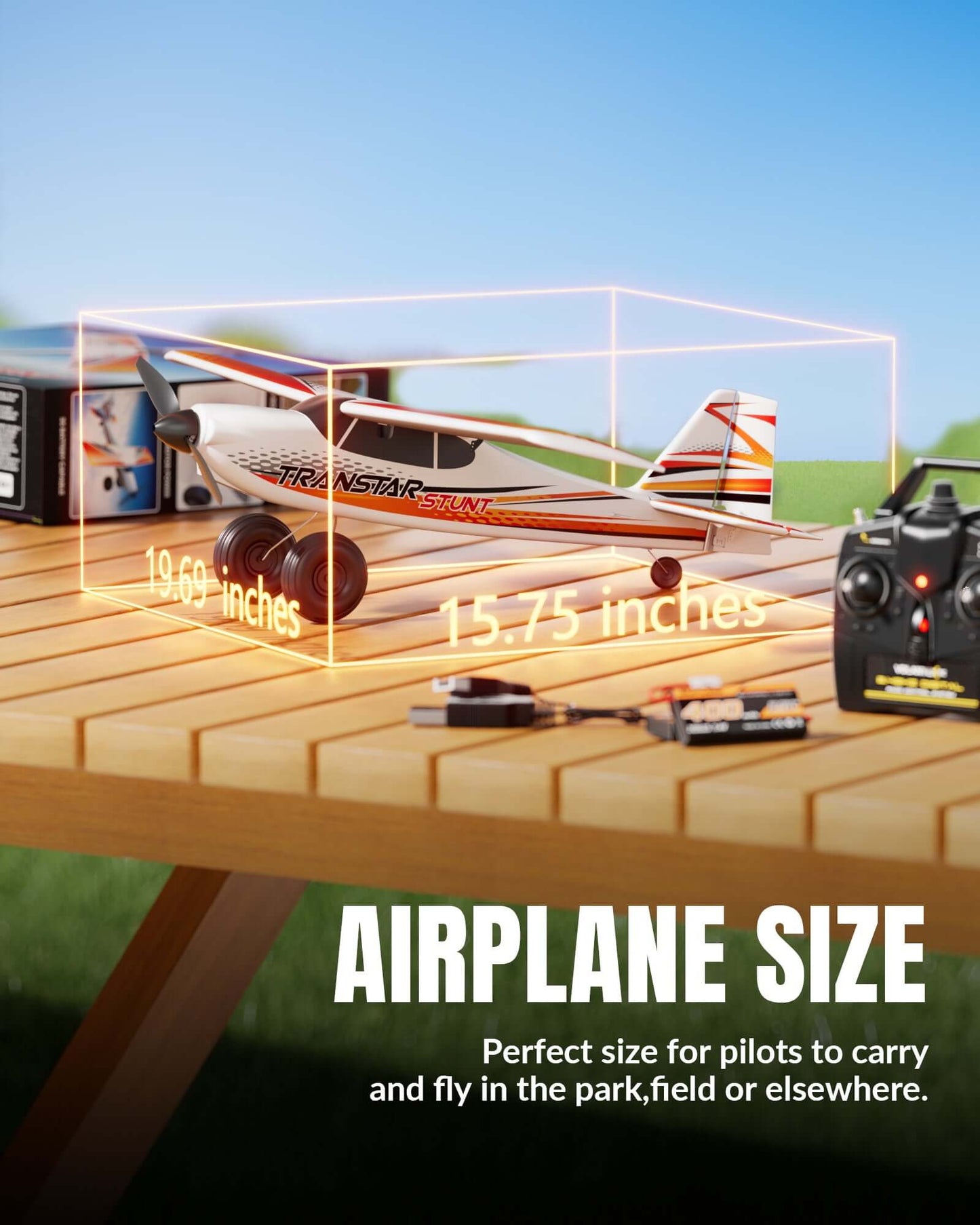 VolantexRC Trainstar 500mm Brushless RC Plane 2S/3S Power RTF – Green/Orange - www.Shopthatapp.com #