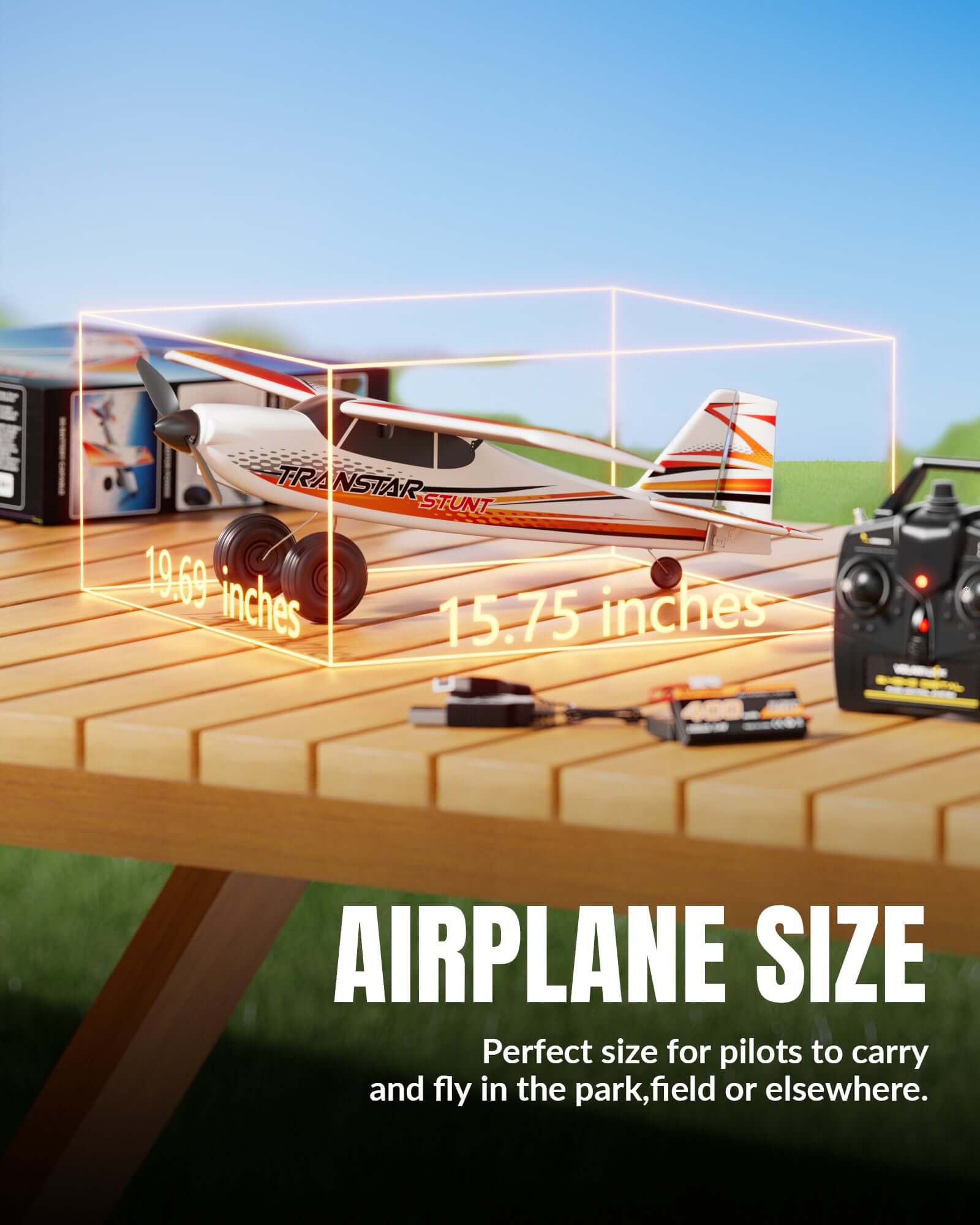 VolantexRC Trainstar 500mm Brushless RC Plane 2S/3S Power RTF – Green/Orange - www.Shopthatapp.com #