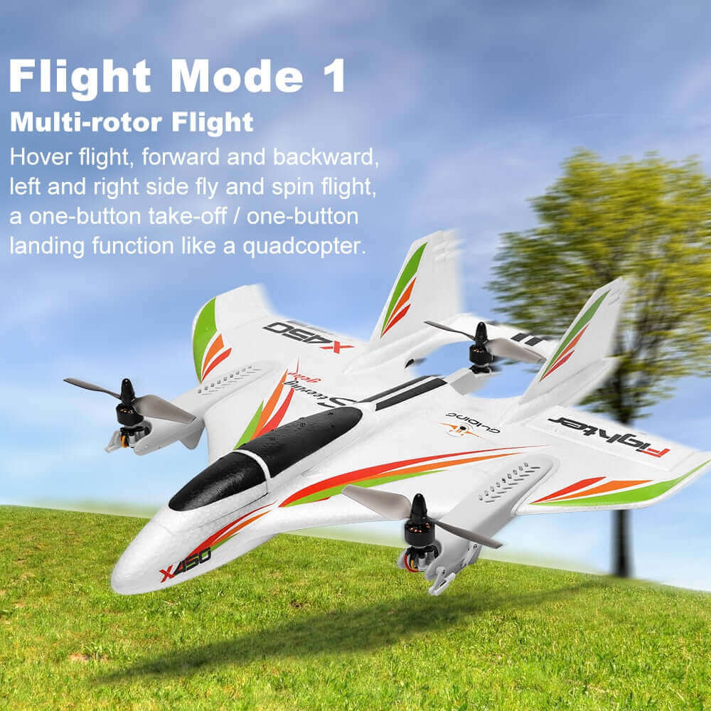 WLtoys XK X450 6CH RC Airplane - Brushless, Vertical Takeoff, LED Glider - www.Shopthatapp.com #