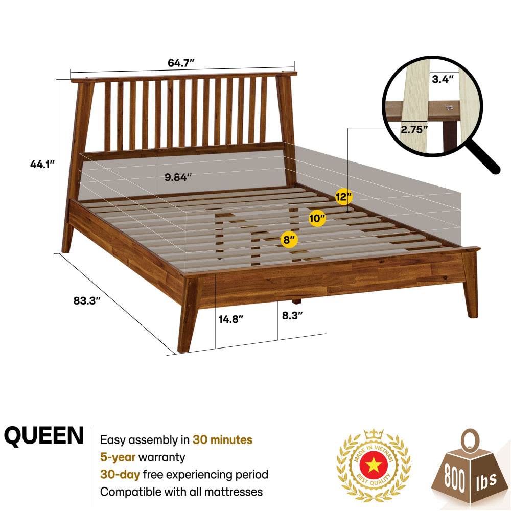 Kaylin Deluxe Wood Platform Bed Frame - www.Shopthatapp.com